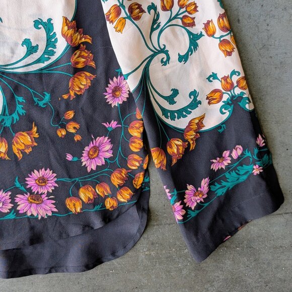 Anthropologie Maeve Florence Floral Boatneck Silk Top size 10 - Picture 5 of 10